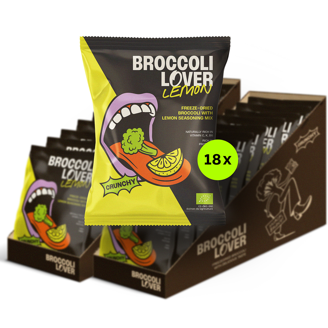 BUNDLE DEAL 2 TRAYS Broccoli Lover Lemon, Tray (18x Snack bags)