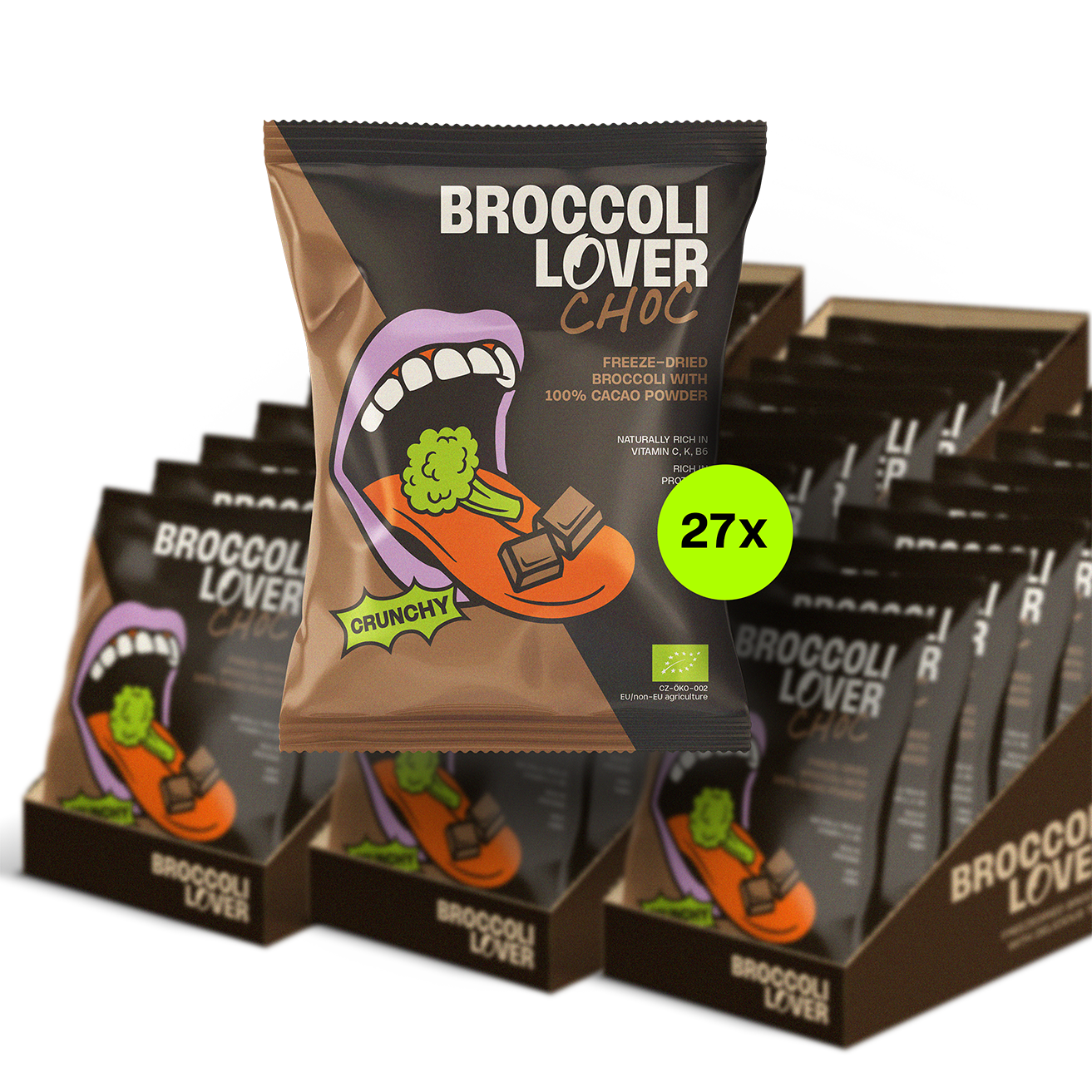 BUNDLE DEAL 3 TRAYS Broccoli Lover Choc, Tray (27x Snack bags)